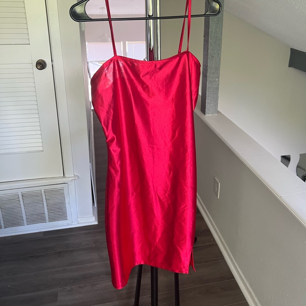 Red silk dress